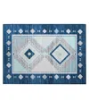 D Style Phoenix Washable Ph2 1'8" X 2'6" Area Rug In Denim