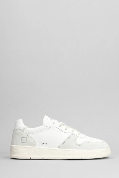 D.a.t.e. Court Sneakers In White Suede And Leather