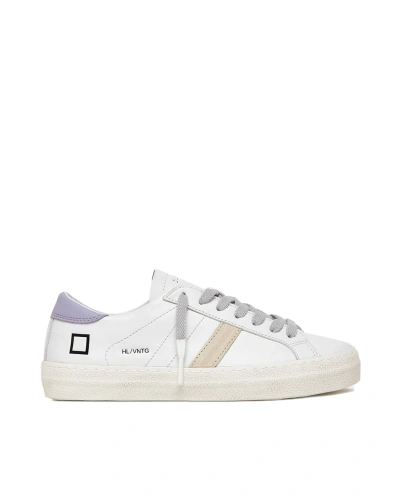Date Sneaker Hill Low Vintage Calf White Lilac In White-lilac
