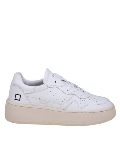 D.a.t.e. Step Calf Sneakers In Leather And White Color
