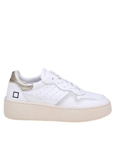 D.a.t.e. Step Sneakers In White Leather In Platinum