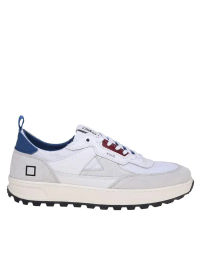Date D.a.t.e. Suede And Nylon Sneakers In White/bluette