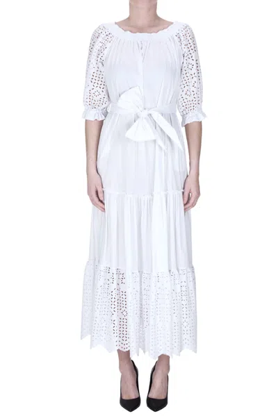 D-exterior Sangallo Lace Inserts Dress In White