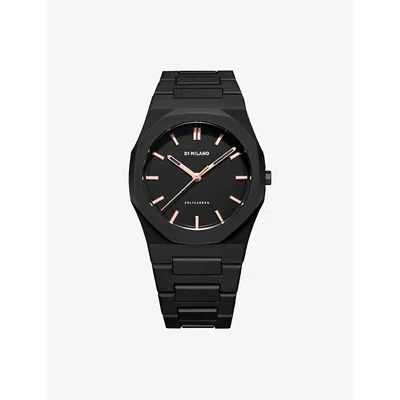 D1 Milano Black Polycarbon Dawn Light Polycarbonate Quartz Watch In Rose Gold