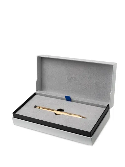 D1 Milano Logo-plaque Brushed-finish Pen In Gold
