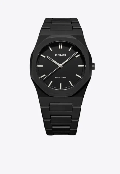 D1 Milano Black Polycarbon Cloudburst Polycarbonate Quartz Watch In Silver