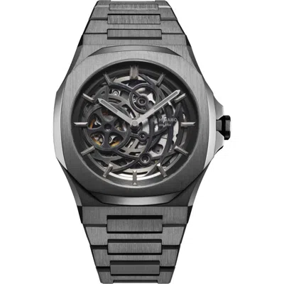 D1 MILANO D1 MILANO GUN METAL SKELETON BRACELET WATCH, 41.5MM