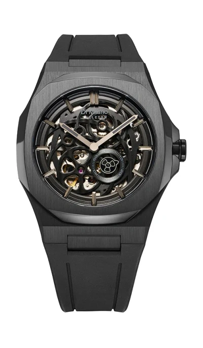 D1 Milano Skeleton Steel 41.5mm Watch In Black