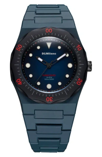 D1 Milano Subacqueo Polycarbonate Bracelet Watch, 40.5mm In Blue