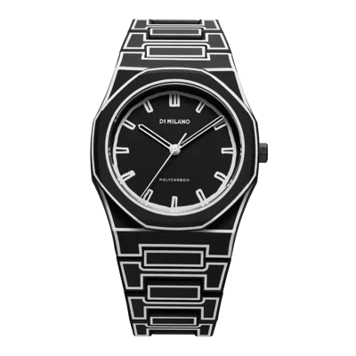 D1 Milano Ens Balck D1-pcbj33 Polycarbon Black Sketch Polycarbonate Quartz Watch