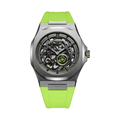 D1 Milano Watch Skeleton Rubber 41.5 Mm In Green/gun Metal