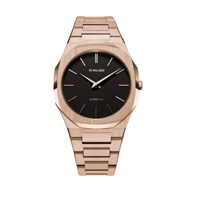 D1 Milano Watch Ultra Thin Bracelet 40 Mm In Black/rose Gold