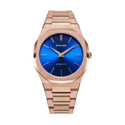 D1 Milano Watch Ultra Thin Bracelet 34 Mm In Blue/rose Gold
