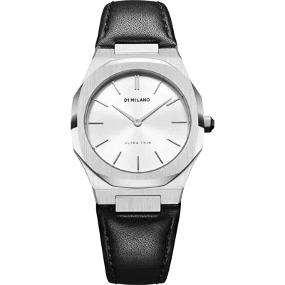 D1 Milano Watch Ultra Thin Leather 34 Mm In Black/silver