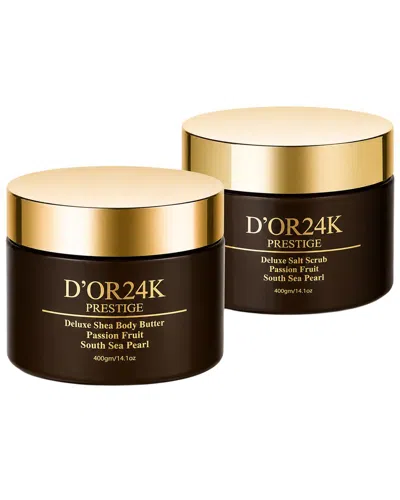 D24k 14.1oz Energizing Body Butter & Scrub Set In Brown