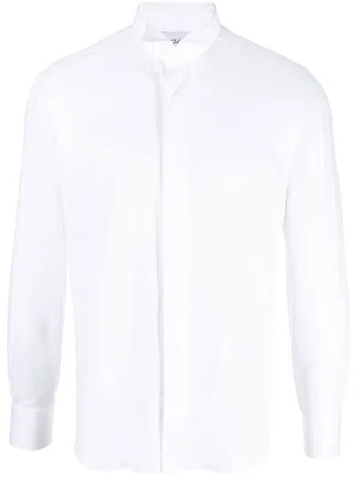 D4.0 Bow-collar Long-sleeve Shirt In Weiss