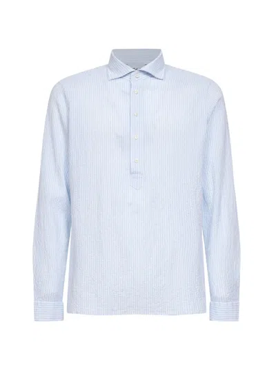 D4.0 Button Striped Shirt In Blue