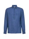 D4.0 Buttoned Linen Shirt In Blue