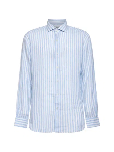 D4.0 Buttoned Striped Shirt In Blue