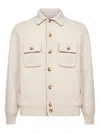 D4.0 Chest-pocket Button Overshirt In Neutral