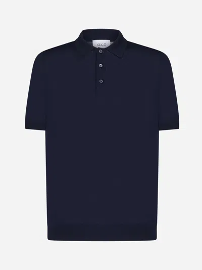 D4.0 Cotton Knit Polo Shirt In Blue