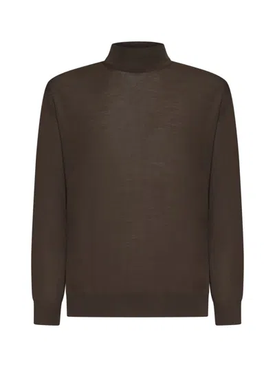 D4.0 Brown Virgin Wool Mock Neck Sweater In Castagno