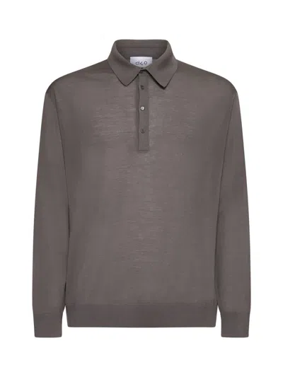 D4.0 Taupe Virgin Wool Knit Polo Shirt In Beige