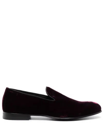D4.0 Fodera Slip-on Velvet Loafers In Red
