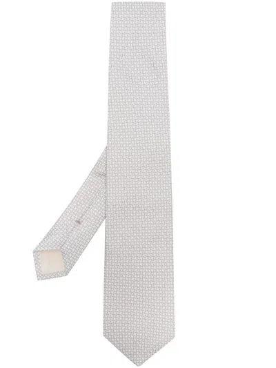 D4.0 Graphic-print Silk Tie In White