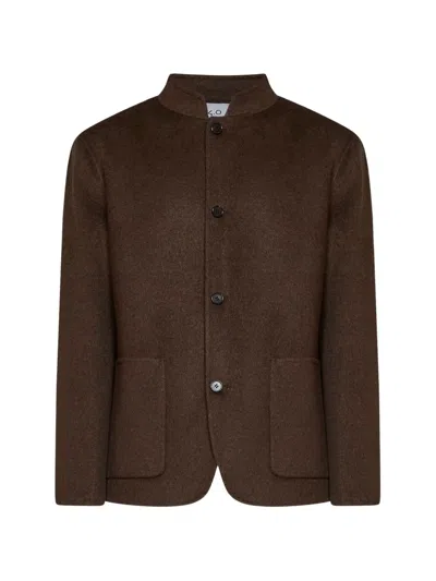 D4.0 Guru-collar Wool Jacket In Brown