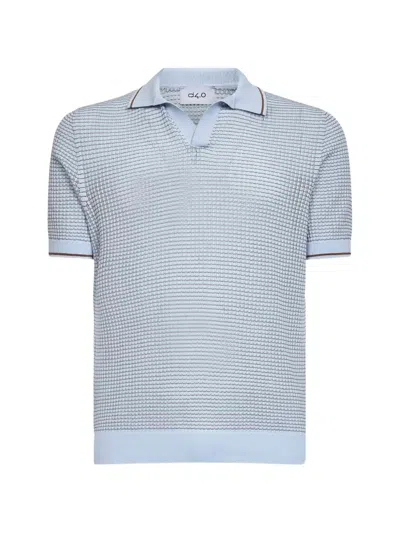 D4.0 Jacquard-knit Cotton V-neck T-shirt In Blue