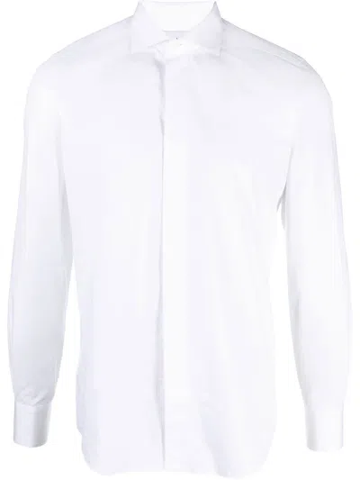 D4.0 Long-sleeve Cotton Shirt In Weiss