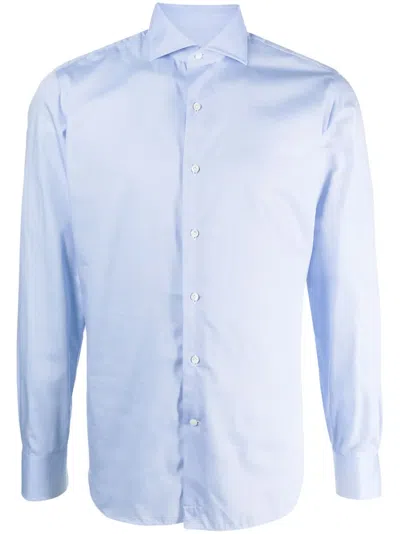 D4.0 Long-sleeved Cotton Shirt In Blau