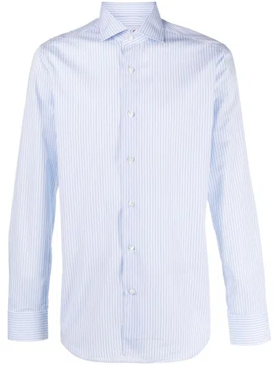 D4.0 Pinstriped Cotton Shirt In Blue