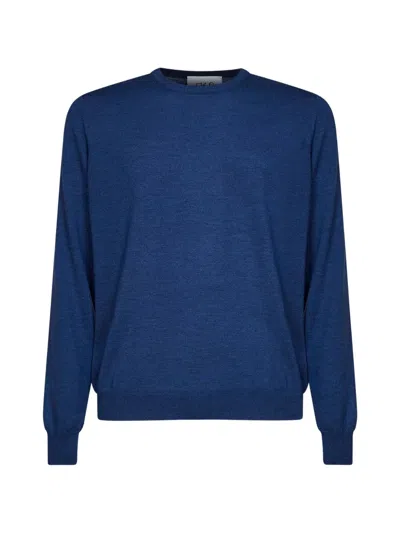 D4.0 Plain-stitch Knit Sweater In Blue
