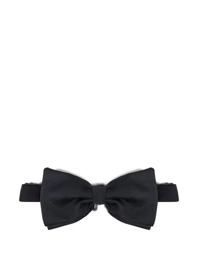 D4.0 Pre-tied Ribbed Bow Tie In Black