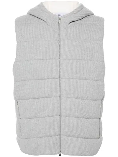 D4.0 Ribbed Gilet In Grey