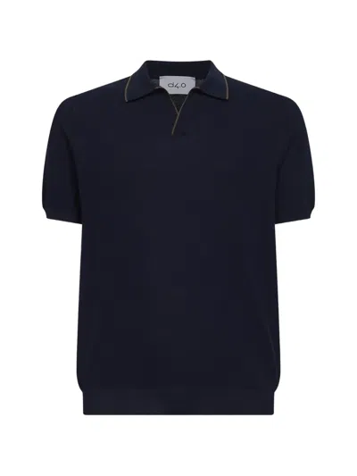 D4.0 Ribbed Polo Shirt In Blue
