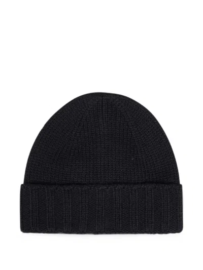 D4.0 Ribbed Turn-up Wool Beanie Hat In Black