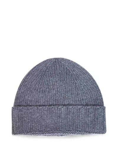 D4.0 Ribbed-knit Beanie Hat In Blue