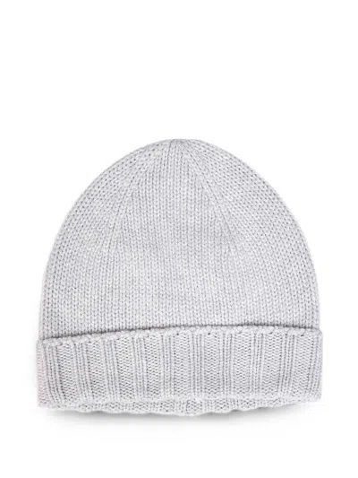 D4.0 Ribbed-knit Beanie Hat In White