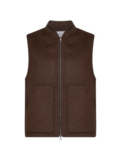 D4.0 Ribbed-knit Collar Waistcoat In Brown