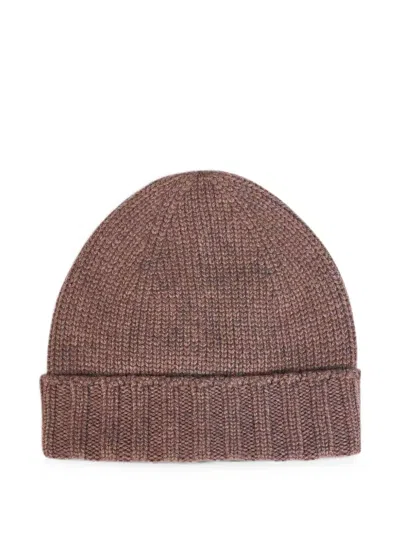 D4.0 Ribbed-knit Wool Beanie Hat In Brown