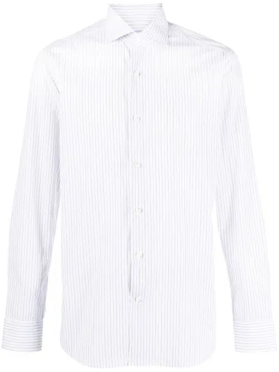 D4.0 Striped Long-sleeve Shirt In White