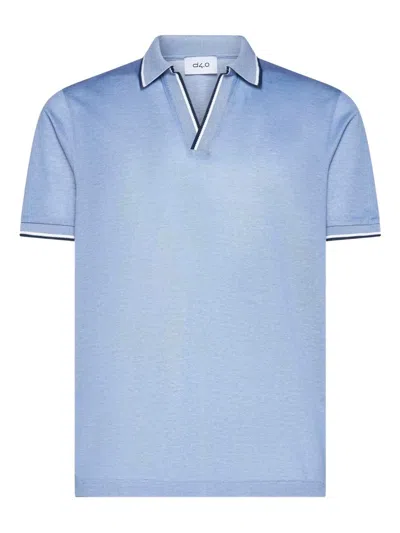 D4.0 Tipped-collar Polo Shirt In Blue