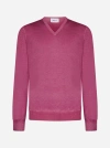 D4.0 V-neck Wool Sweater In Fuxia