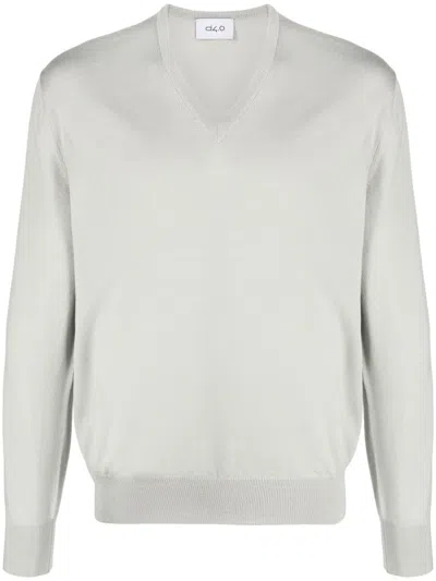 D4.0 V-neck Virgin-wool Jumper In Grey