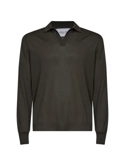 D4.0 Virgin-wool Open-collar Sweater In Black