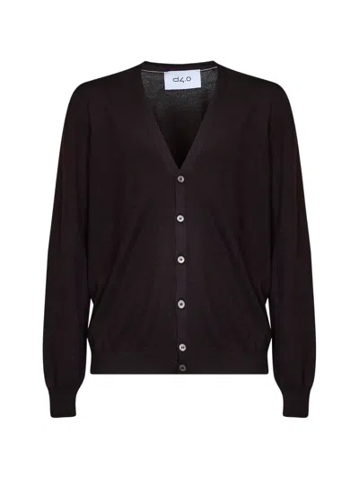 D4.0 V-neck Cardigan In Black
