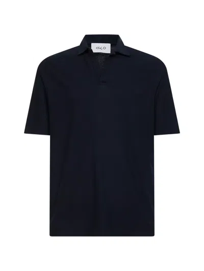 D4.0 V-neck Collared T-shirt In Black